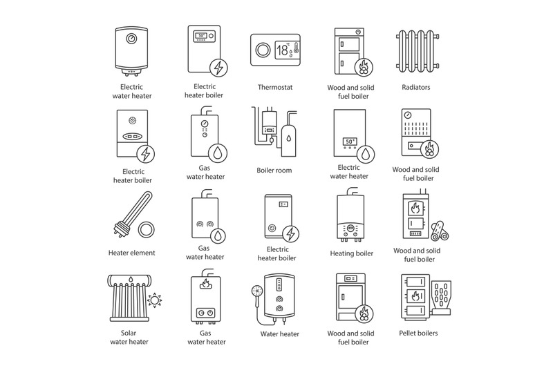 heating-linear-icons-set