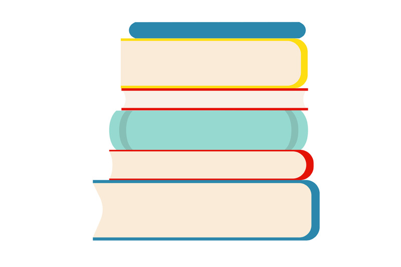 stack-of-multicolor-books-on-white-background-vector-illustration