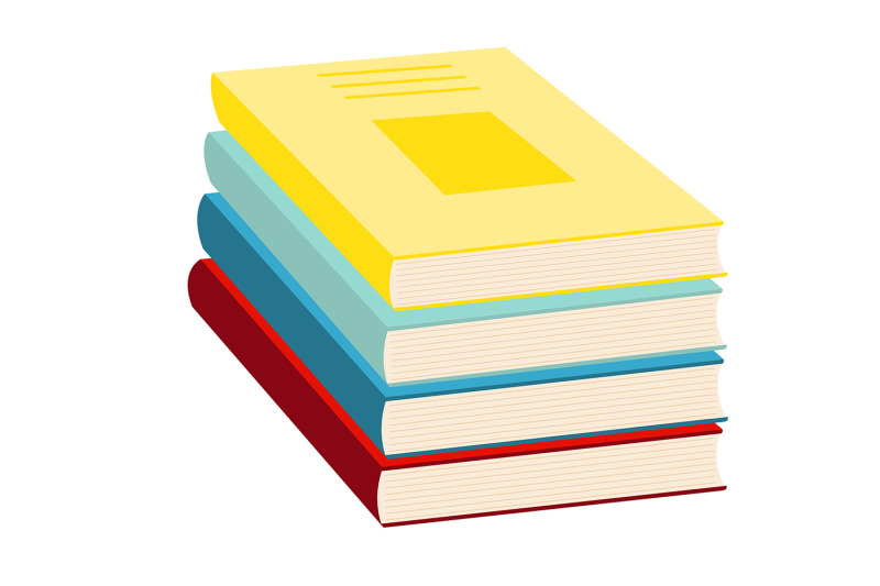 stack-of-multi-colored-books-on-white-background-vector-illustration