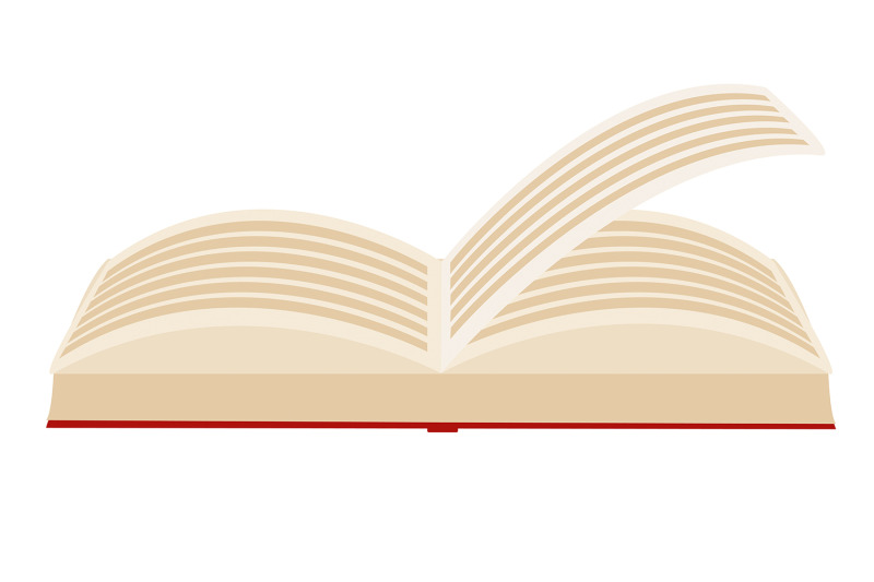 red-covered-opened-book-with-pages-fluttering-on-white-background