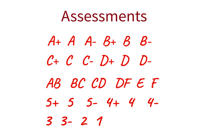 flat-vector-illustration-assessments-school-grades-results-in-red-o