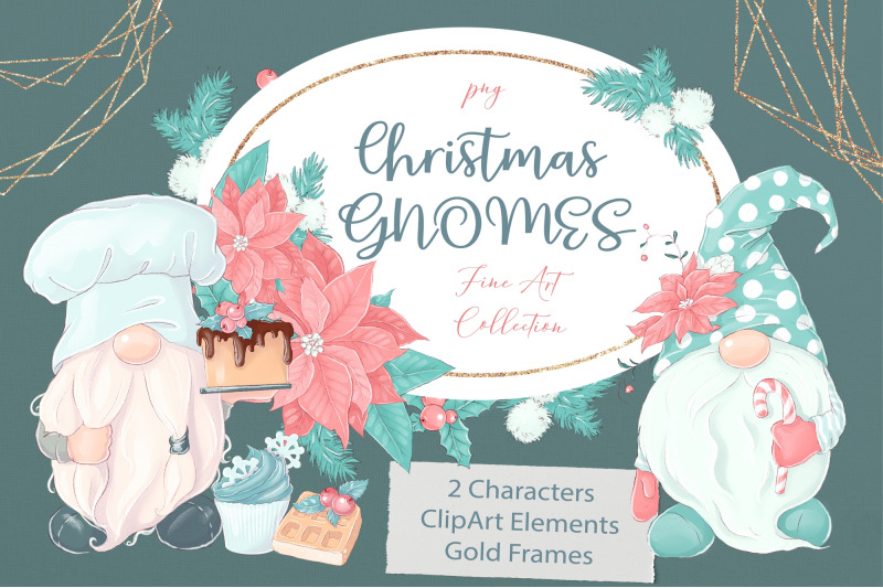 christmas-gnomes-gold-frames-and-clipart-elements