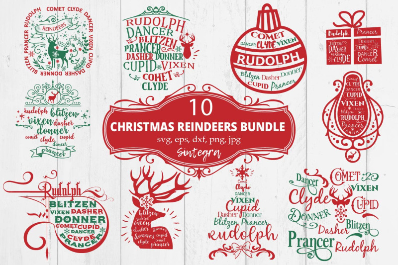 10-reindeer-names-svg-bundle