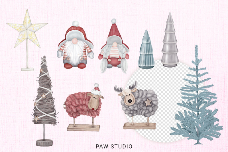 christmas-toys-gnomes-tree-wreath-deer-sheep-holiday-clipart