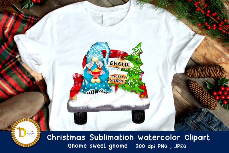 christmas-sublimation-watercolor-clipart-gnome-sweet-gnome