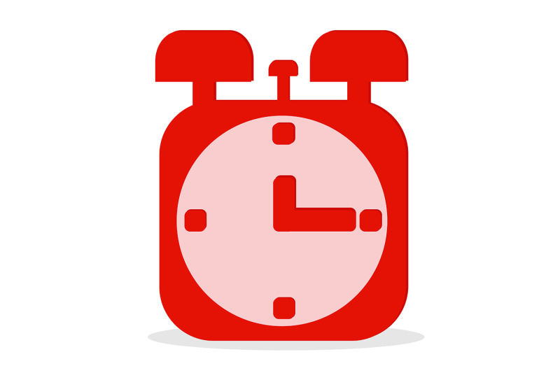 flat-vector-illustration-of-red-alarm-clock-on-white-background
