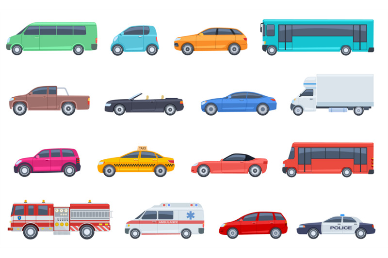 city-transport-set-police-car-ambulance-fire-engine-bus-taxi-cabriole