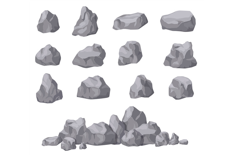 cartoon-stones-rock-stone-isometric-set-granite-boulders-natural-bu