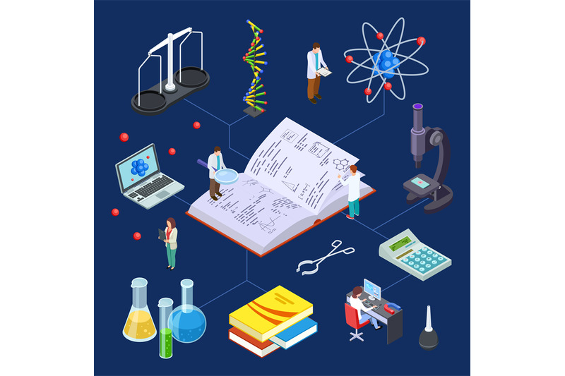 science-laboratory-isometric-vector-chemical-equipment-for-experiment