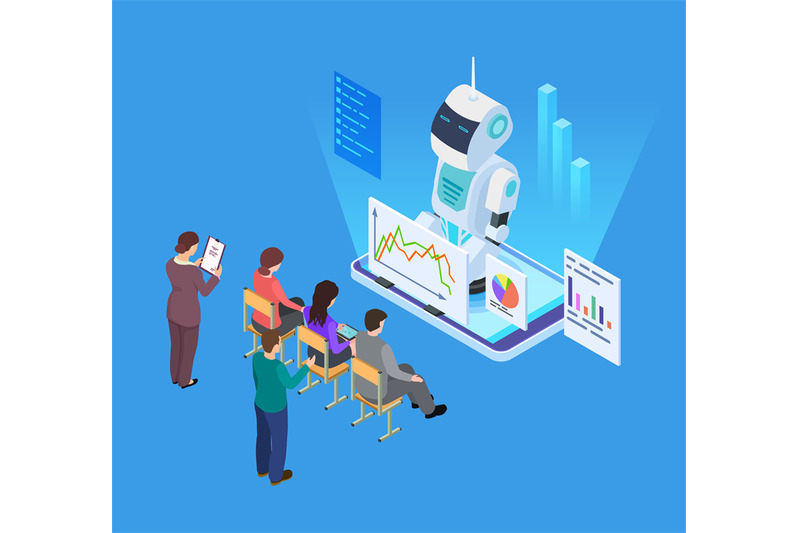 business-training-with-artificial-intelligence-isometric-vector-robot