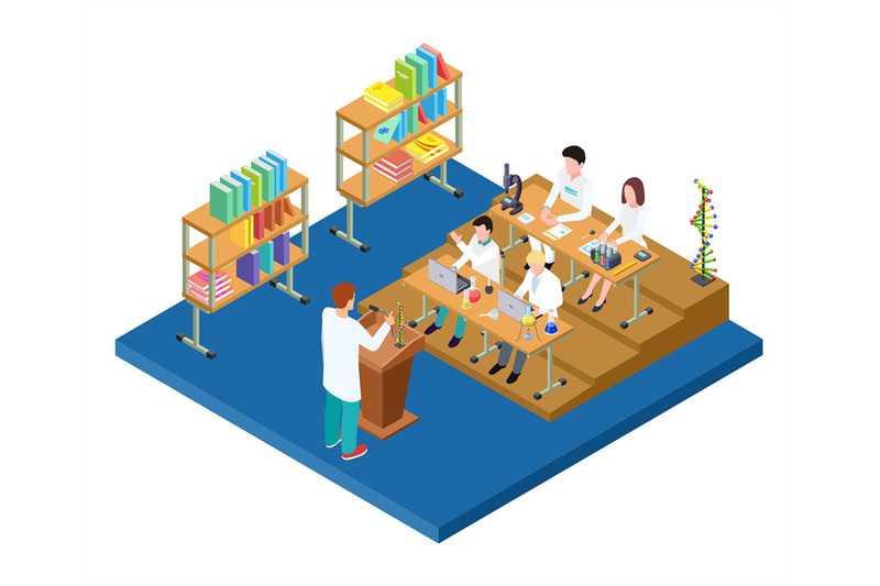 chemistry-lecture-isometric-vector-medical-scientists-pharmacists-s