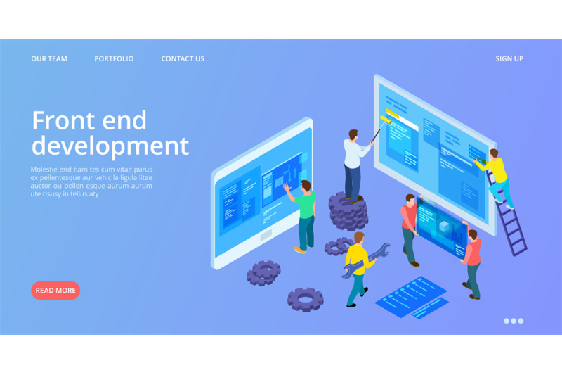 front-end-development-isometric-interface-development-landing-page-v