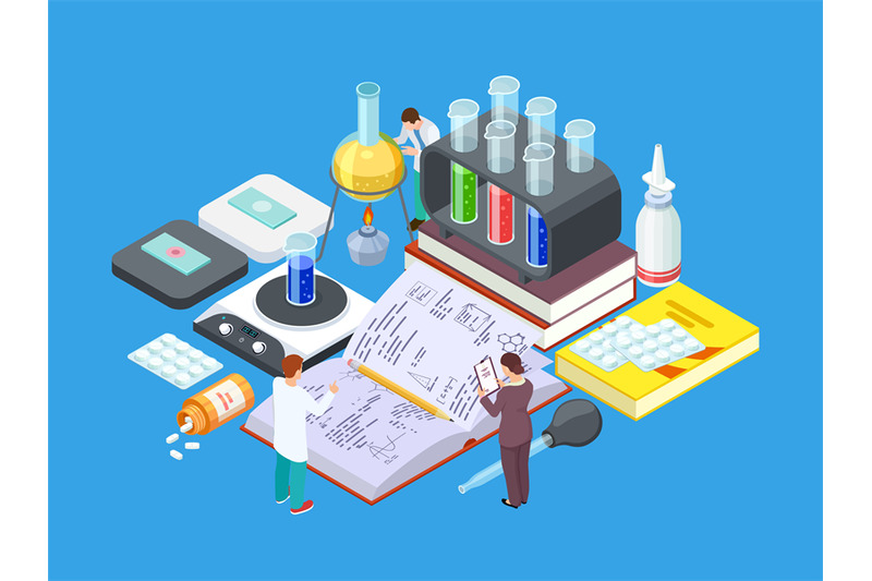 isometric-science-lab-vector-medical-research-concept-pharmaceutical