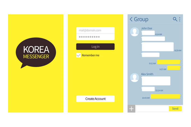 korean-messenger-kakao-talk-interface-with-chat-boxes-login-and-crea