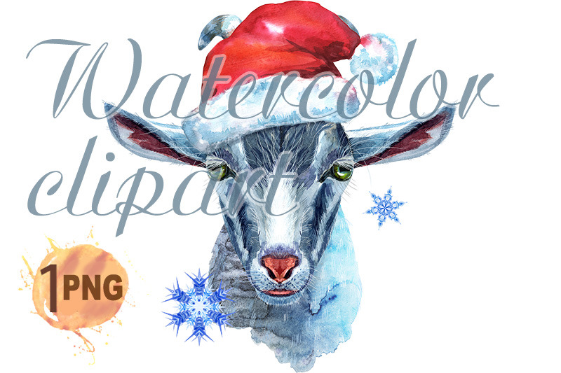 goat-character-in-santa-hat-watercolor-illustration