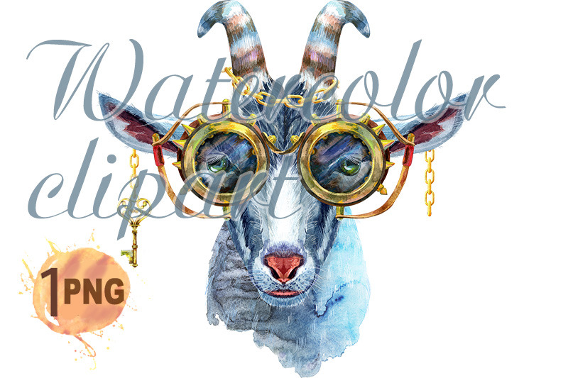 goat-with-steampunk-glasses-watercolor-illustration