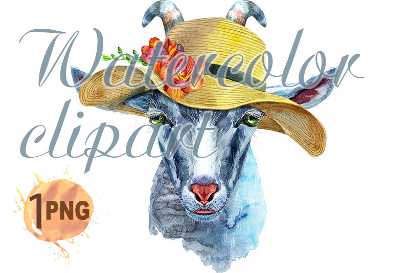 goat-watercolor-illustration-in-summer