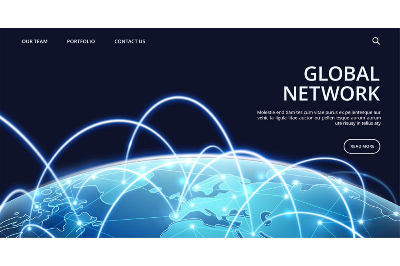 global-network-landing-page-internet-and-global-connection-vector-bac