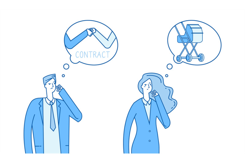 gender-stereotypes-thinking-man-thinks-about-work-woman-thinks-about