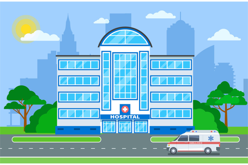 hospital-building-medical-department-exterior-with-ambulance-in-city