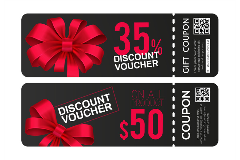 gift-voucher-template-vector-discount-birthday-coupons-with-red-bows