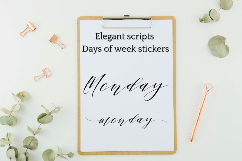 black-days-of-the-week-script-stickers