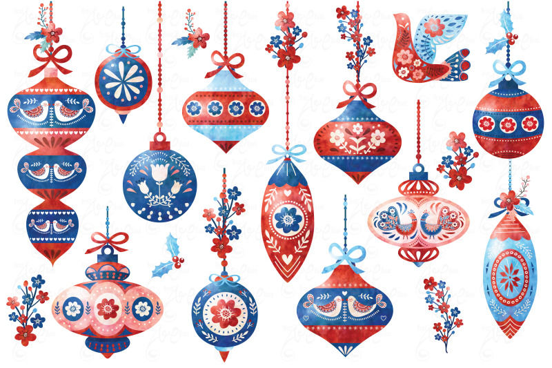 watercolor-scandinavian-ornaments