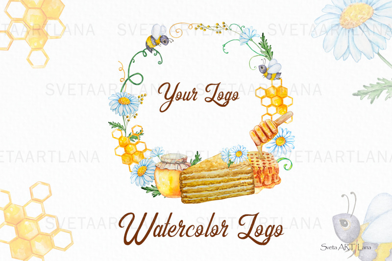 premade-logo-honey-cake-watercolor-logo