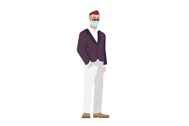 businessman-in-surgical-mask-semi-flat-rgb-color-vector-illustration