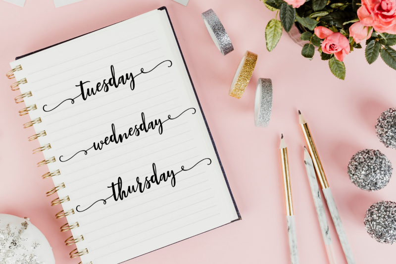 elegent-days-of-week-scripts-stickers-bullet-journal-stickers