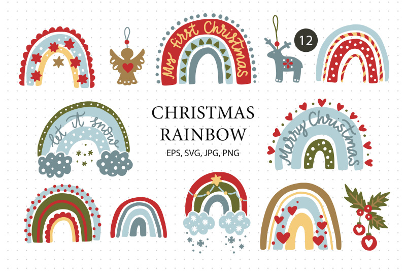 Christmas Rainbow Set. Eps, Svg, Png By Dollar Bill | TheHungryJPEG