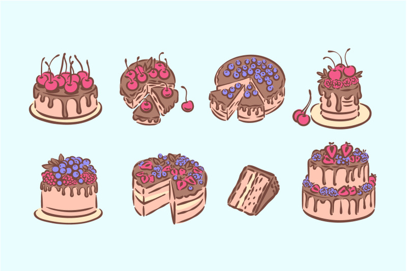 cakes-graphic-illustration-and-seamless-pattern