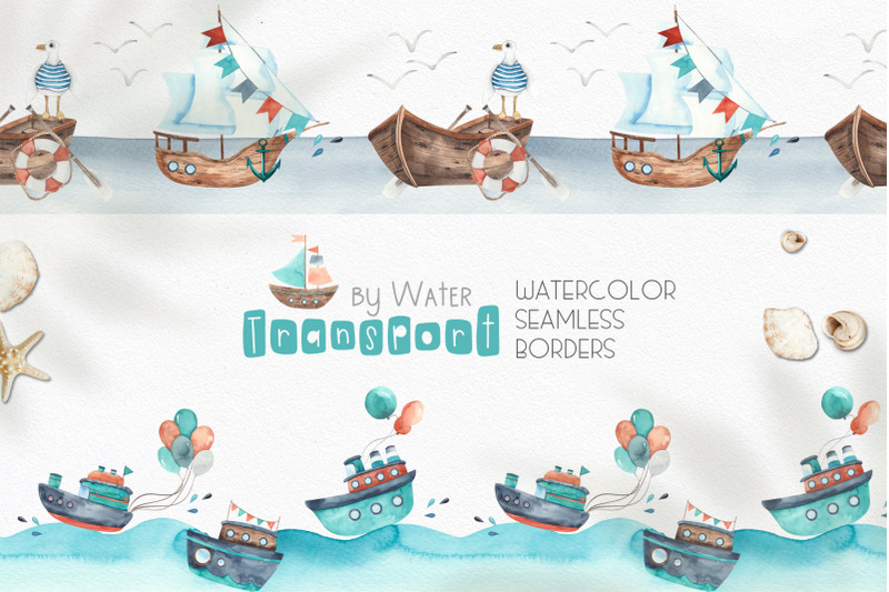 water-transport-watercolor-collection