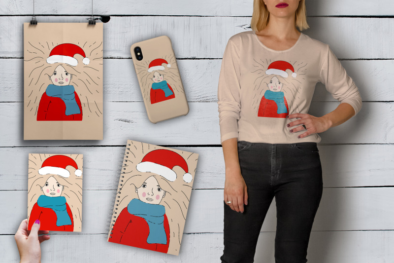 a-girl-in-a-christmas-hat-svg-file-sublimation-design