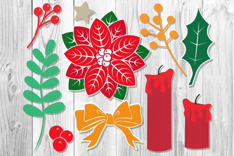 christmas-svg-poinsettia-candle-set-clipart-design-elements