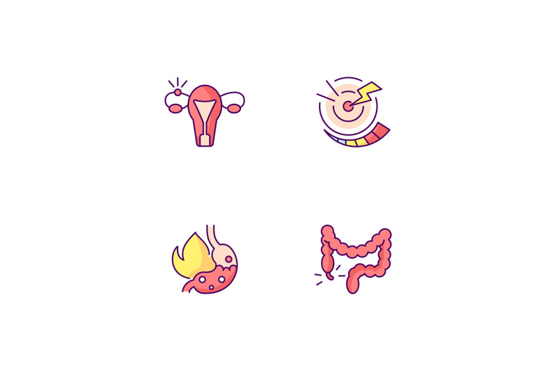 abdominal-inflammation-rgb-color-icons-set