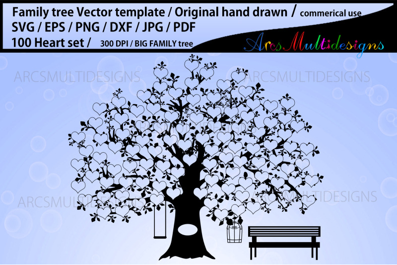 100-heart-family-tree-vector-template