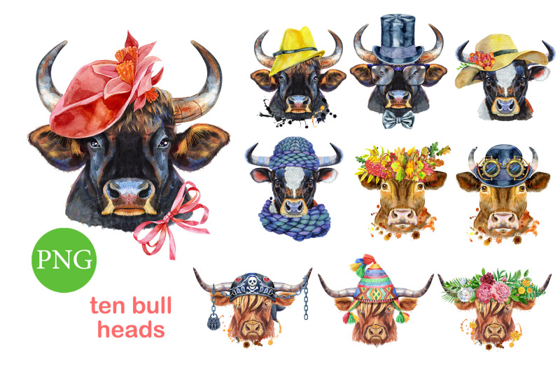 cute-watercolor-bulls