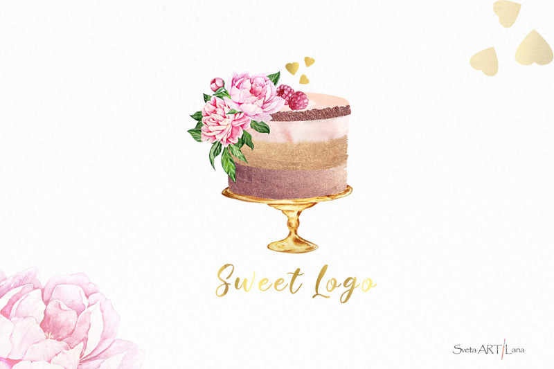 premade-logo-cake-glitter-watercolor-logo-bakery