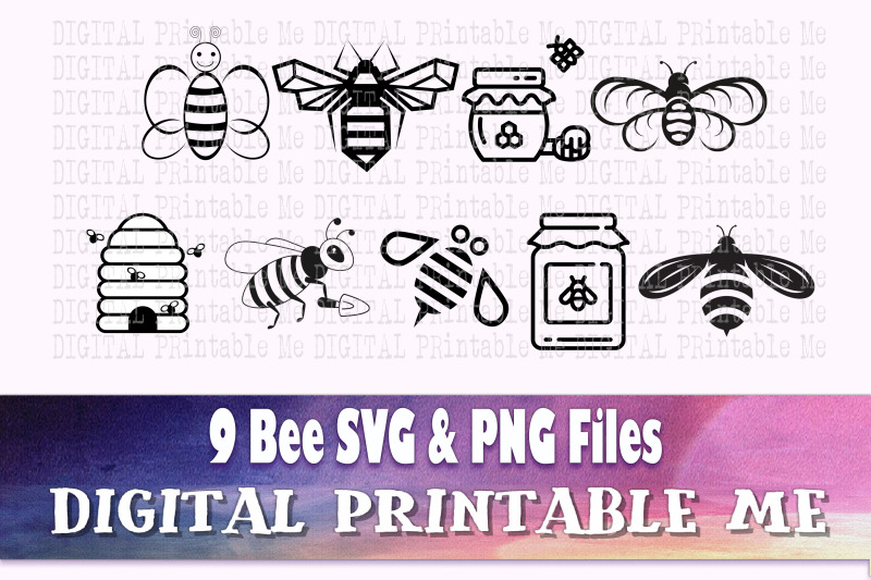 Download Bees svg bundle, honey bee silhouette, beehive outline, cute bee PNG, By DigitalPrintableMe ...