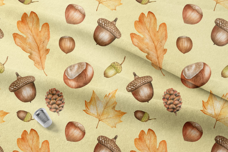 watercolor-autumn-leaves-and-flowers-seamless-pattern