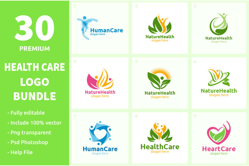 30-health-care-logo-bundle