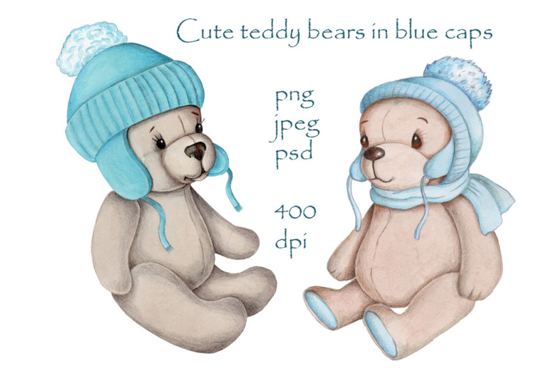 cute-teddy-bears-in-blue-caps