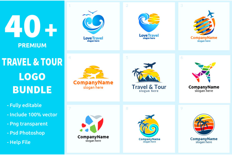 40-travel-and-tour-logo-bundle