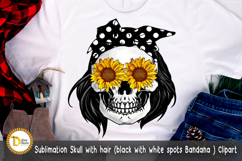 sublimation-skull-with-hair-black-with-white-spots-bandana