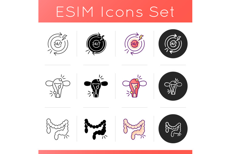 stomach-pain-icons-set