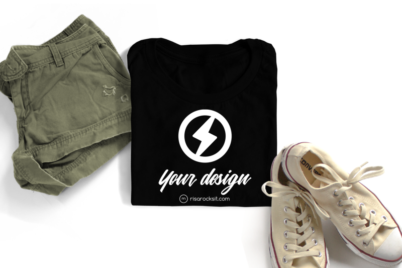 folded-tee-with-shorts-and-sneakers-png-mock-up