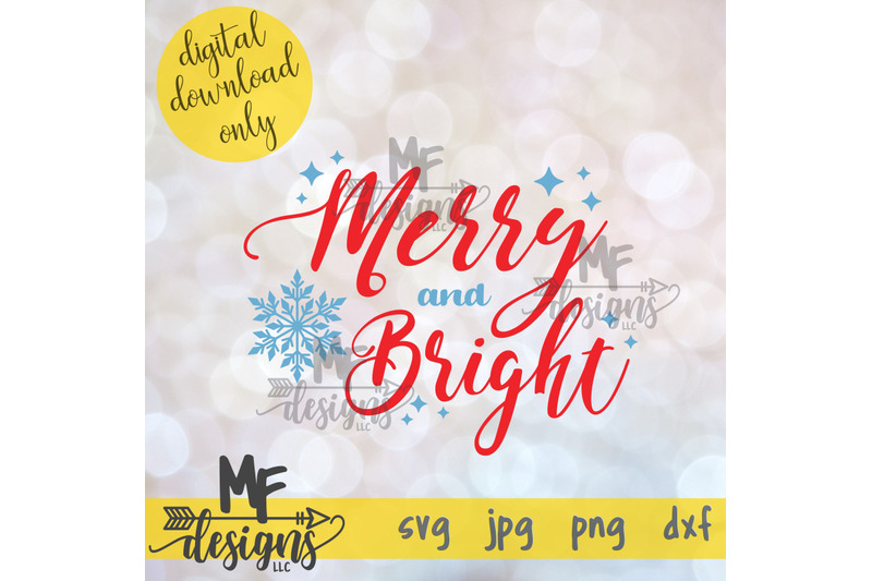 Merry and Bright SVG DXF JPEG PNG Download