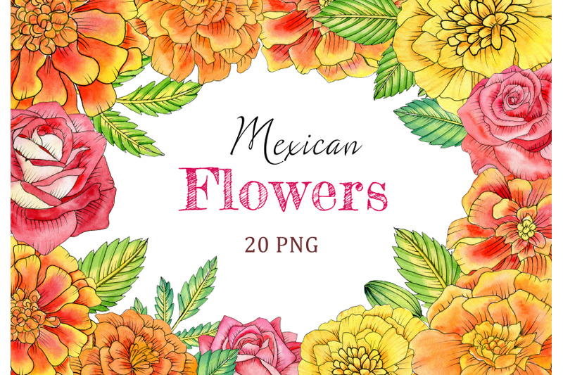 watercolor-mexican-flowers-clipart-el-da-de-muertos-floral-clipart