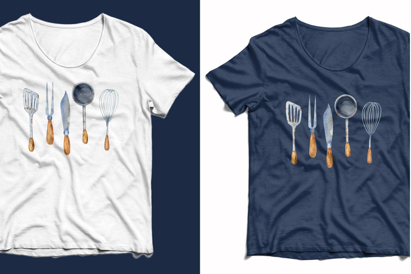 watercolor-antique-kitchen-utensils
